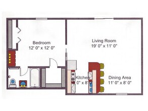 1X1 Model 45 floor plan